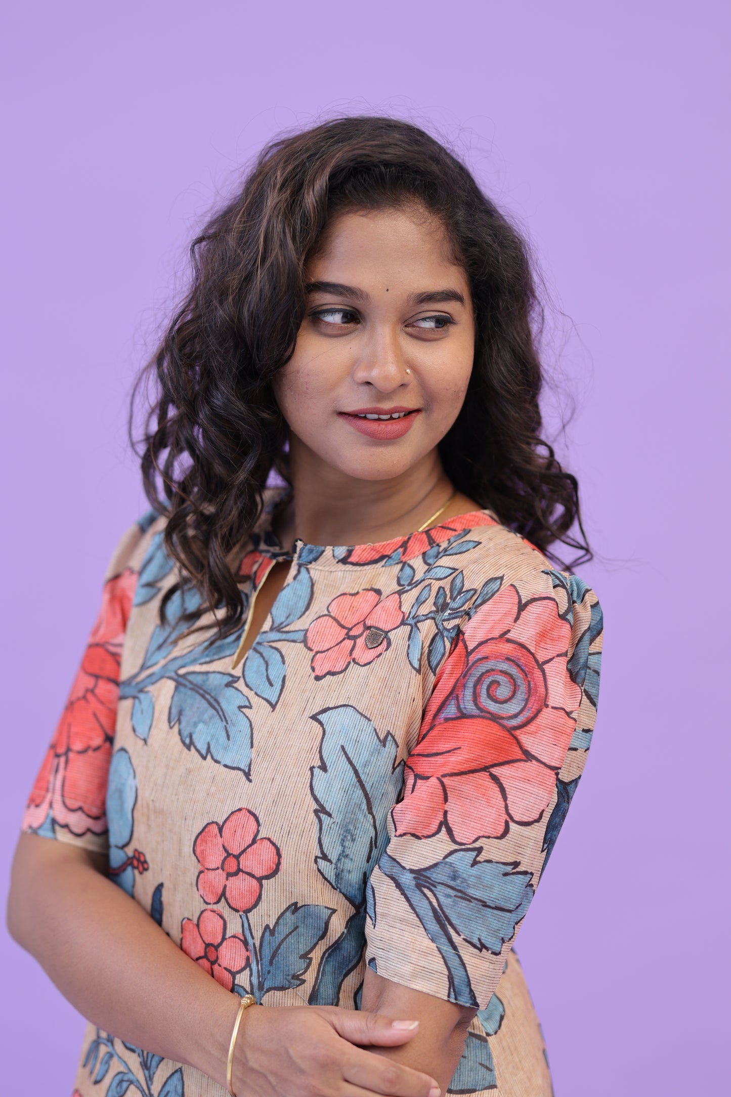 SUNNY-FLORAL-cotton co-ord-half white peach floral
