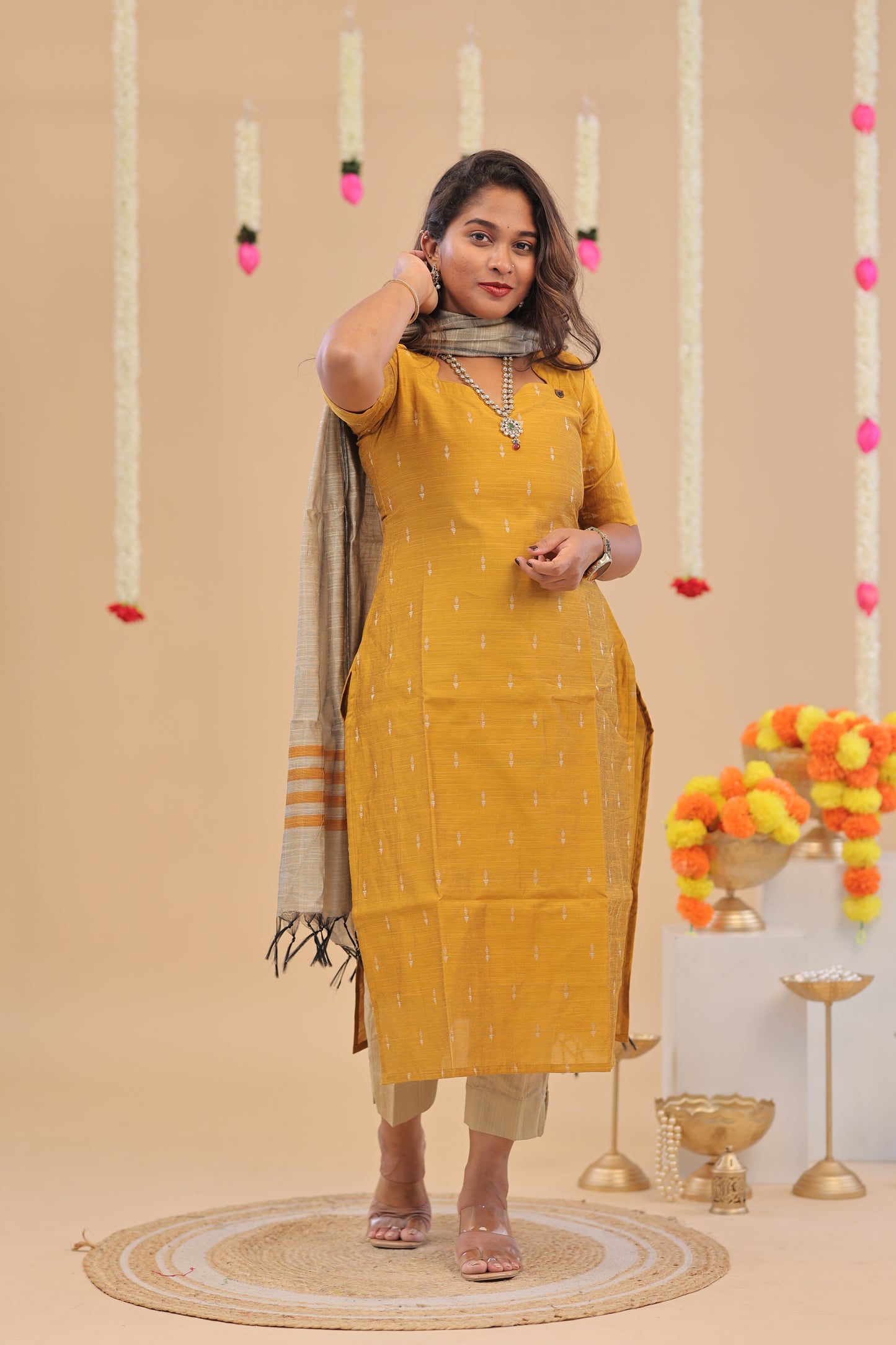 RAW SILK -MUSTARD SUIT