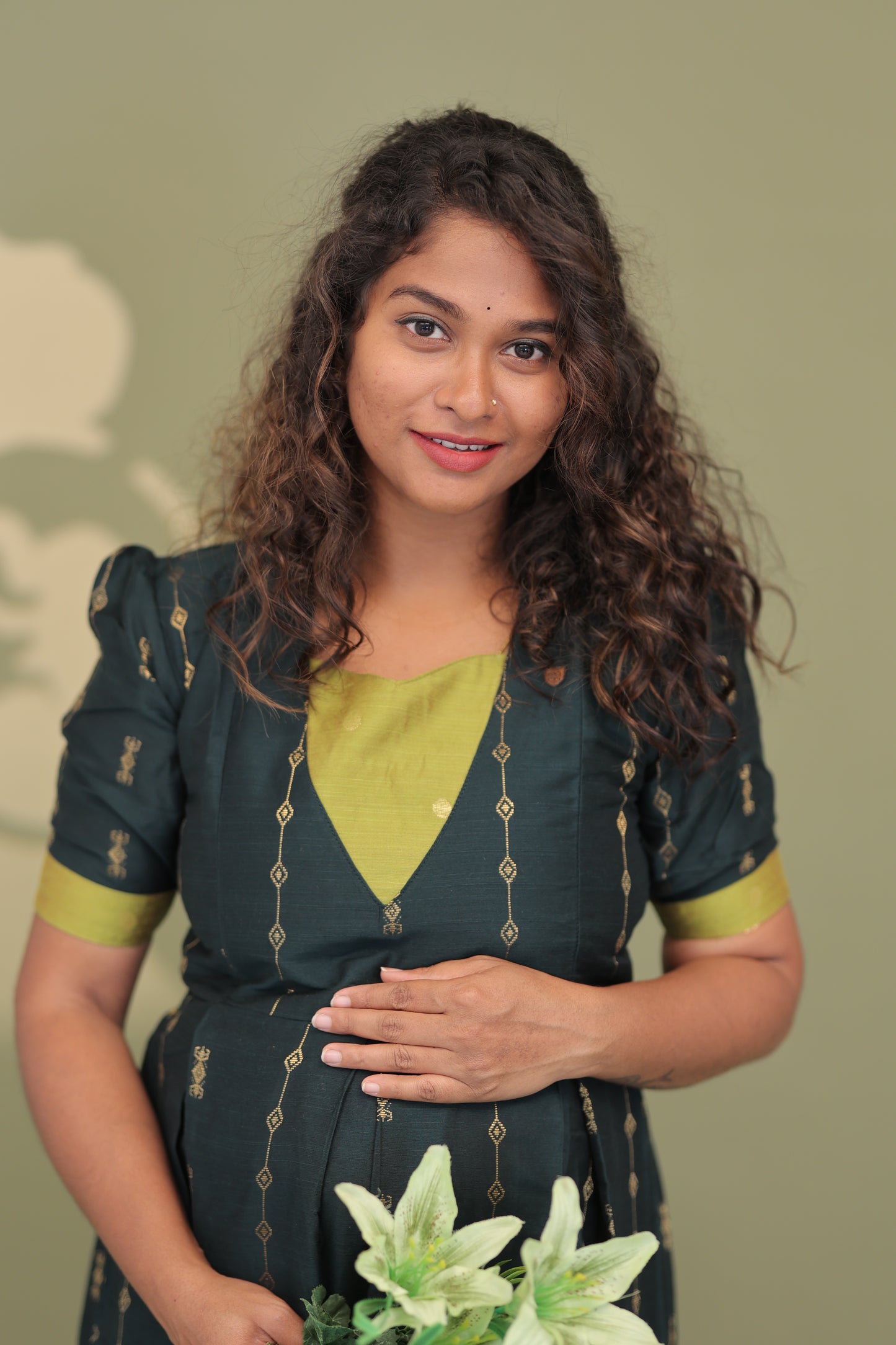 EMERALD HEART-RAW SILK GOWN
