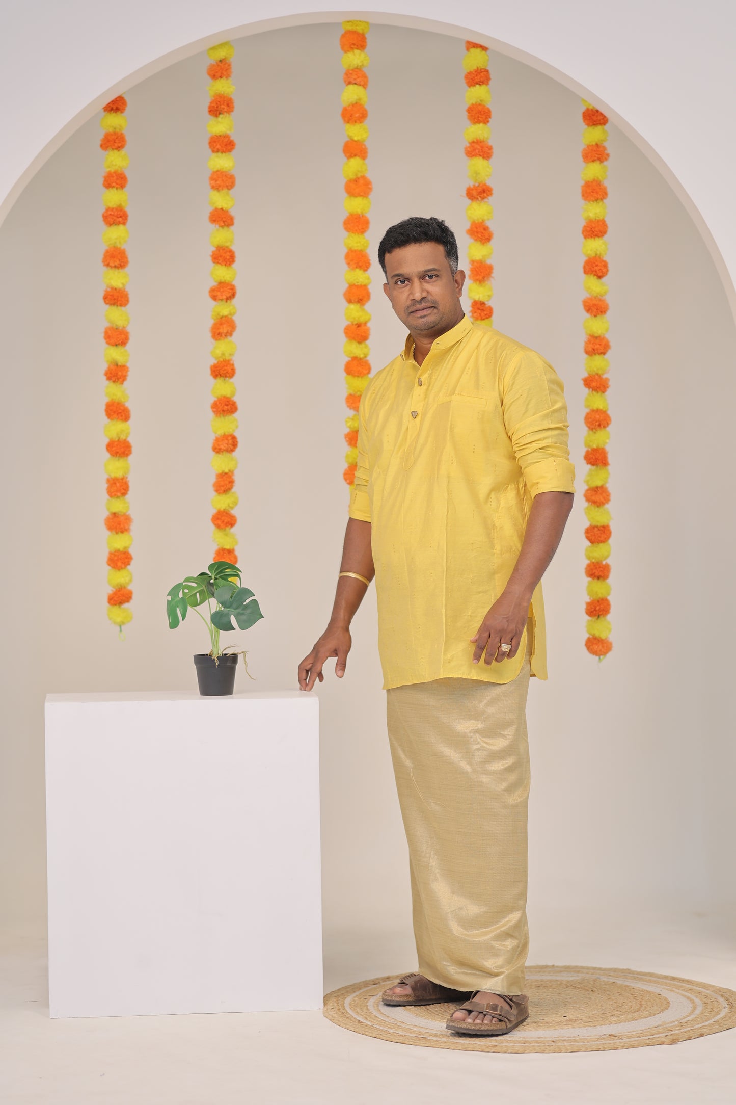 Yellow Tussar Men's Kurta