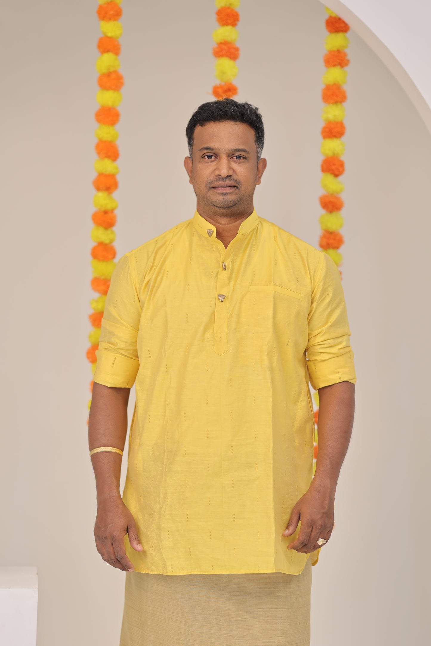 Yellow Tussar Men's Kurta