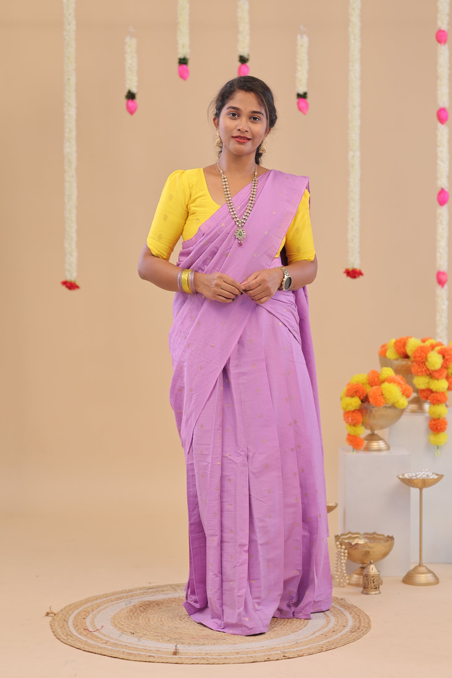 HALF SAREE-LAVENDER YELLOW