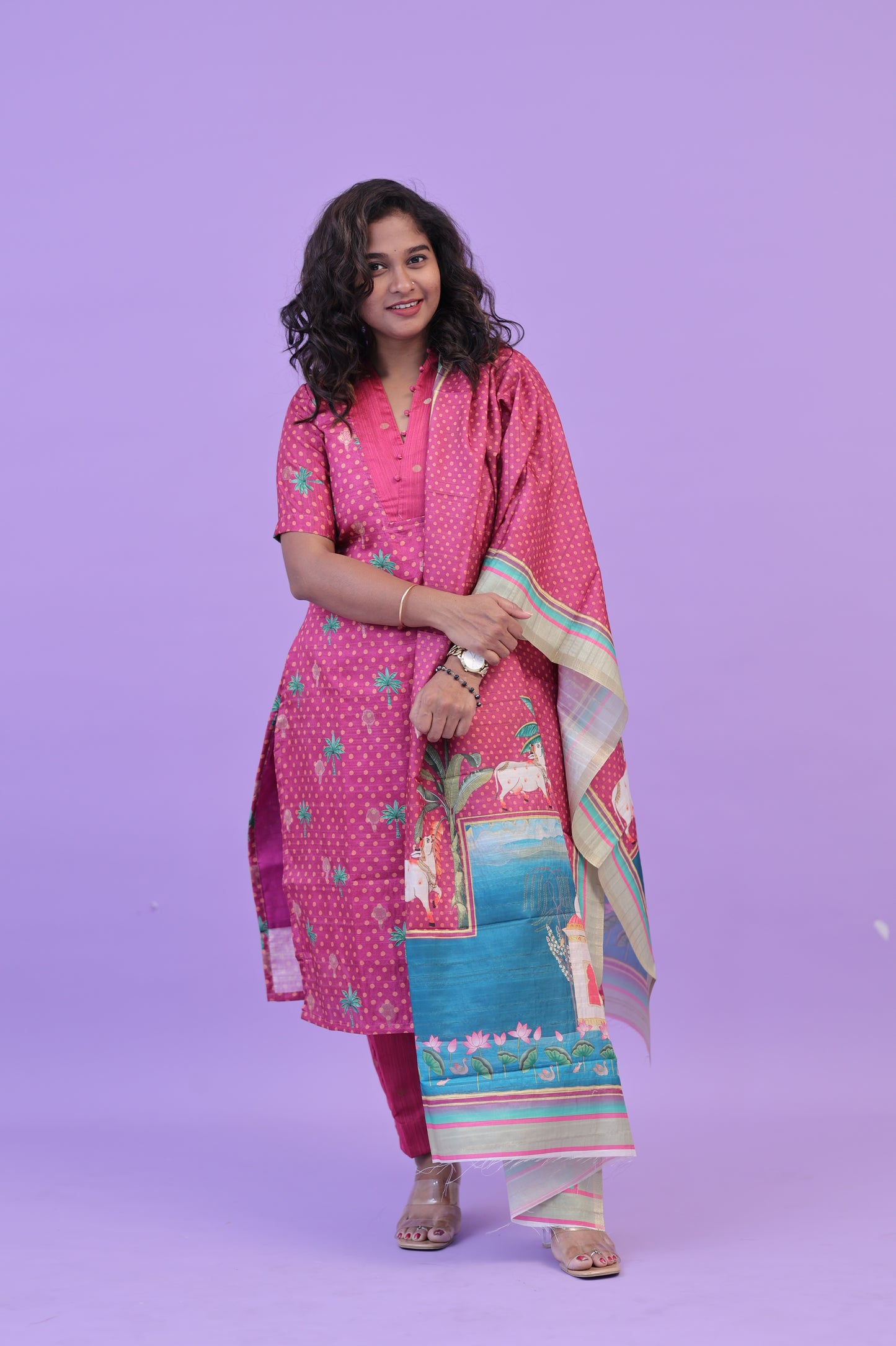 LUX-MAGENTA -TUSSAR SUIT