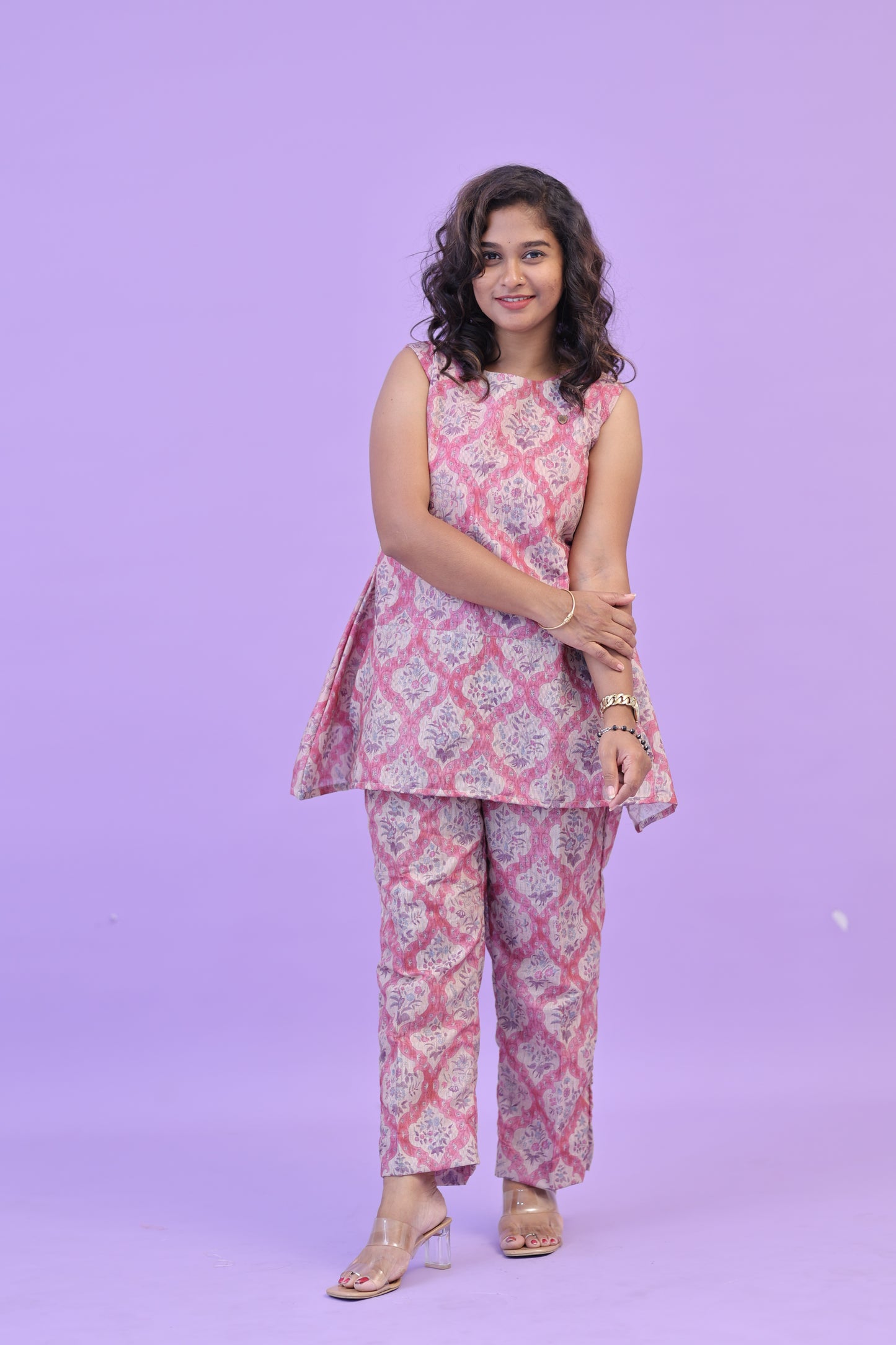 SUNNY-FLORAL-cotton co-ord-PINK MUGHAL