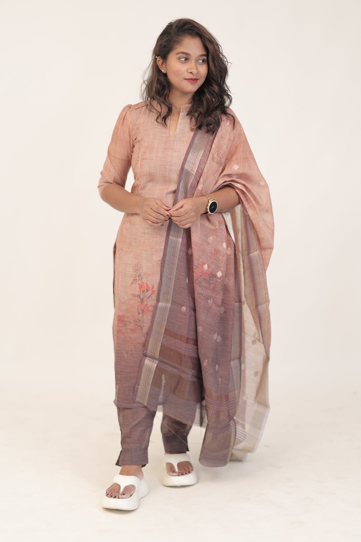 Semijute/brown Kurti set