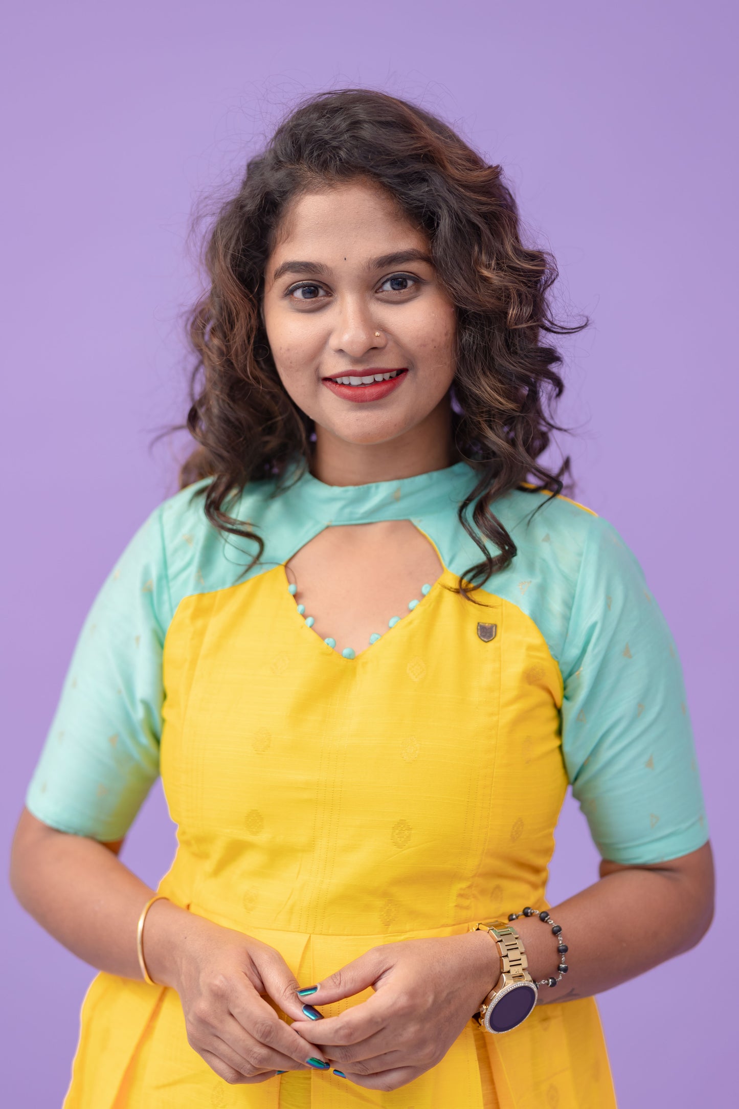 MANJAL - raw silk gown
