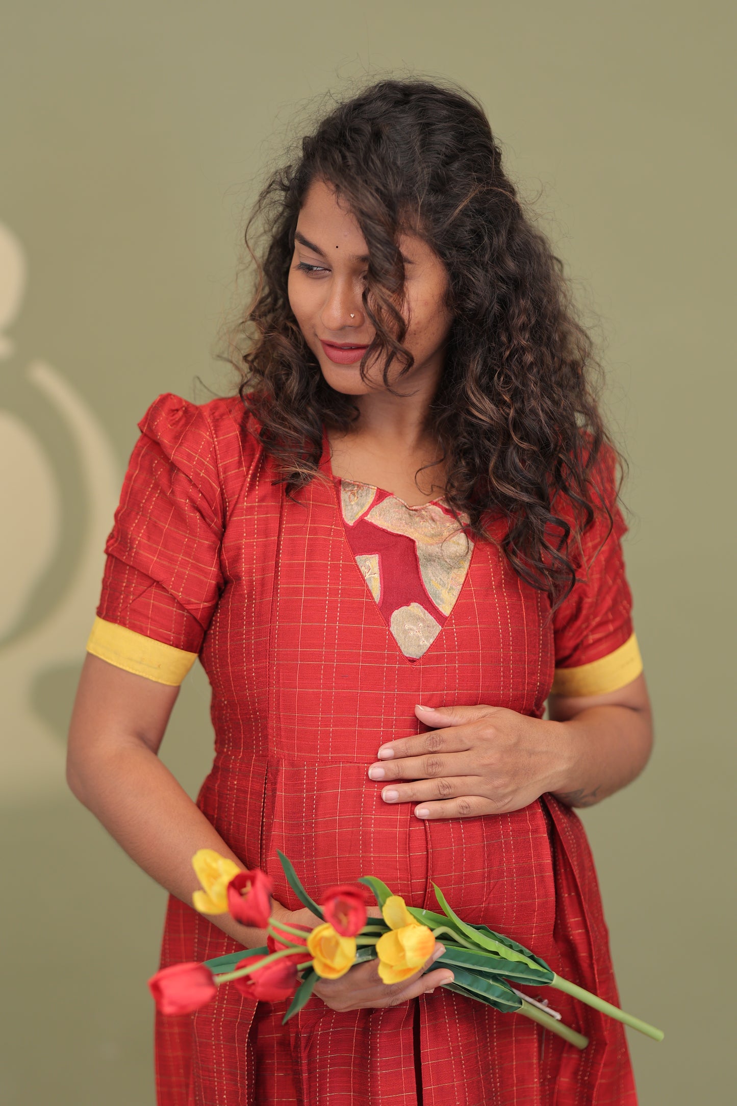 RED HEART-RAW SILK GOWN
