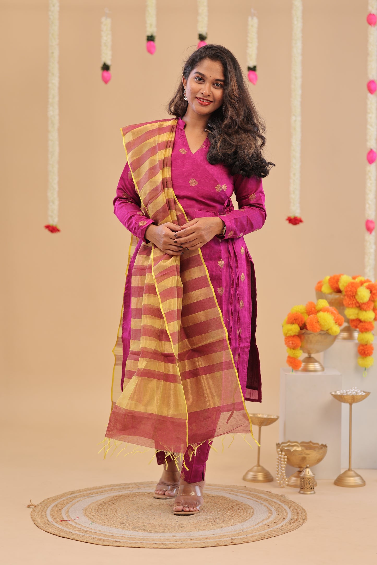 PREMIUM-MAGENTA RAW SILK SUIT