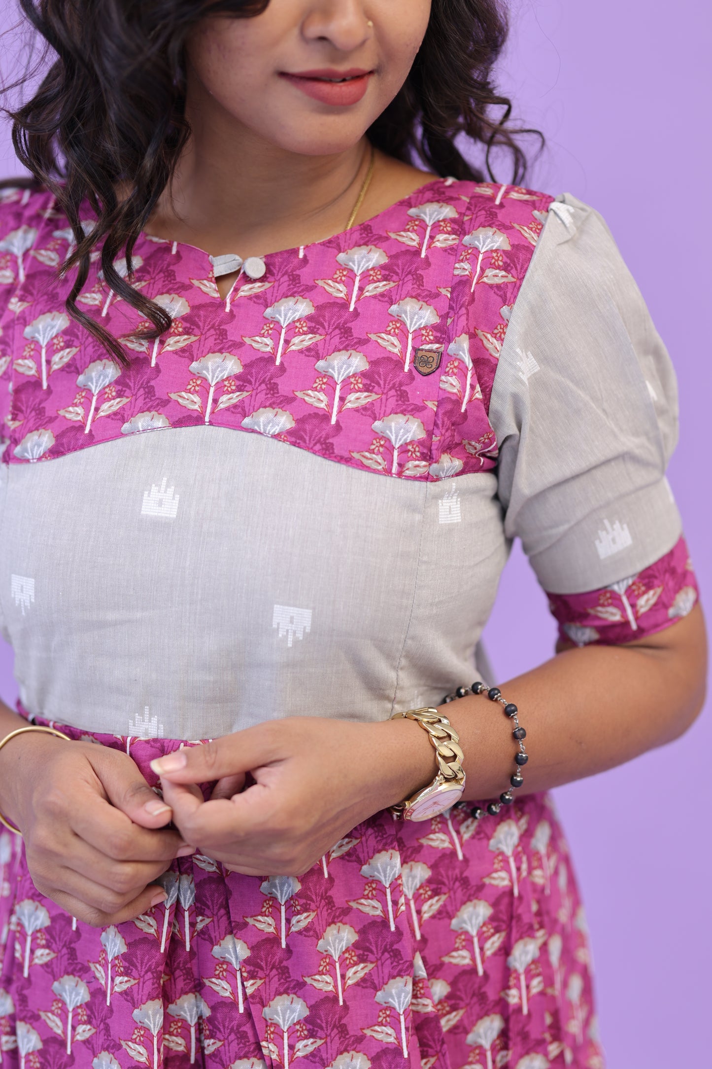 PIPING HOT - GREY MAGENTA- gown