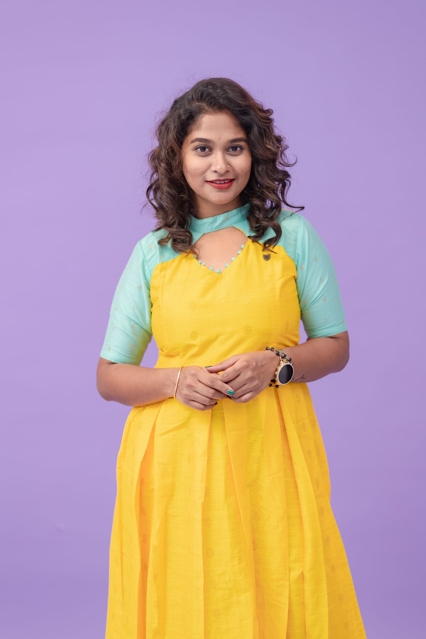 MANJAL - raw silk gown