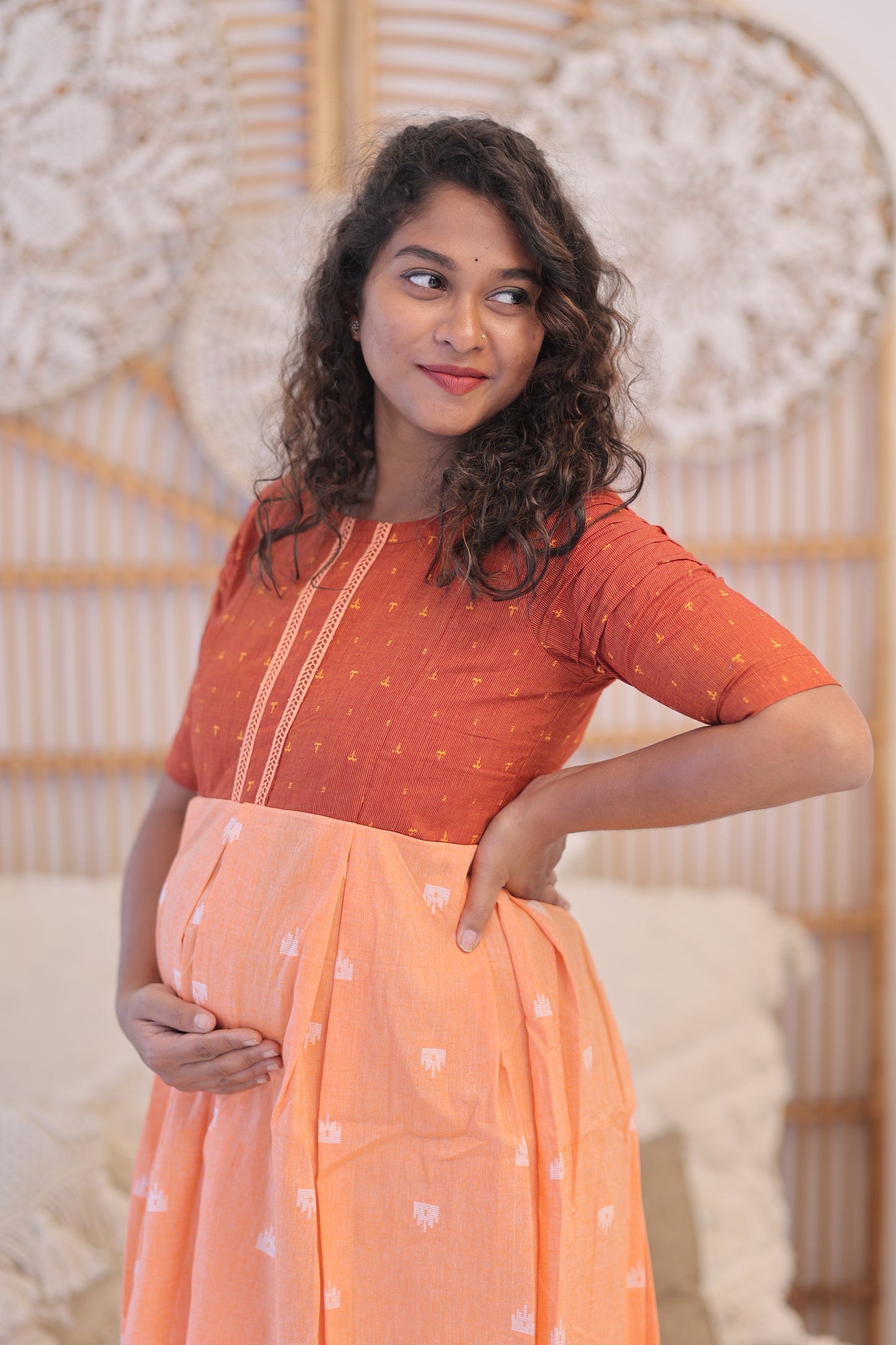 PIPING HOT -ORANGE-RIPPLE-GOWN