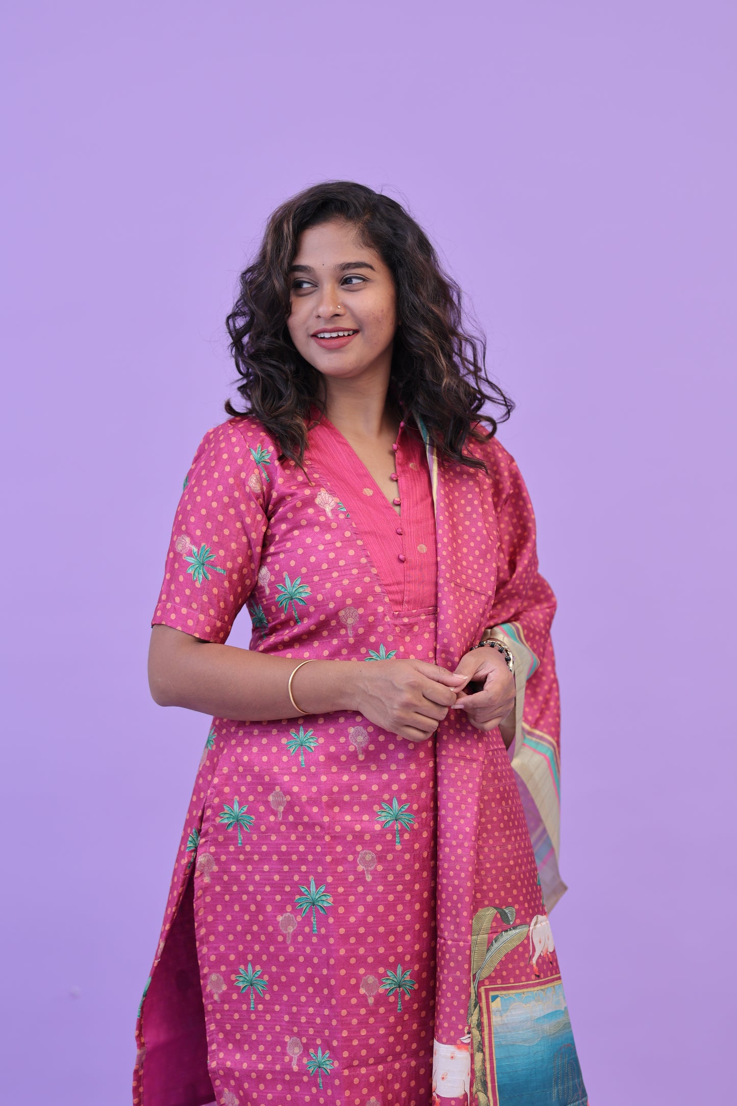 LUX-MAGENTA -TUSSAR SUIT