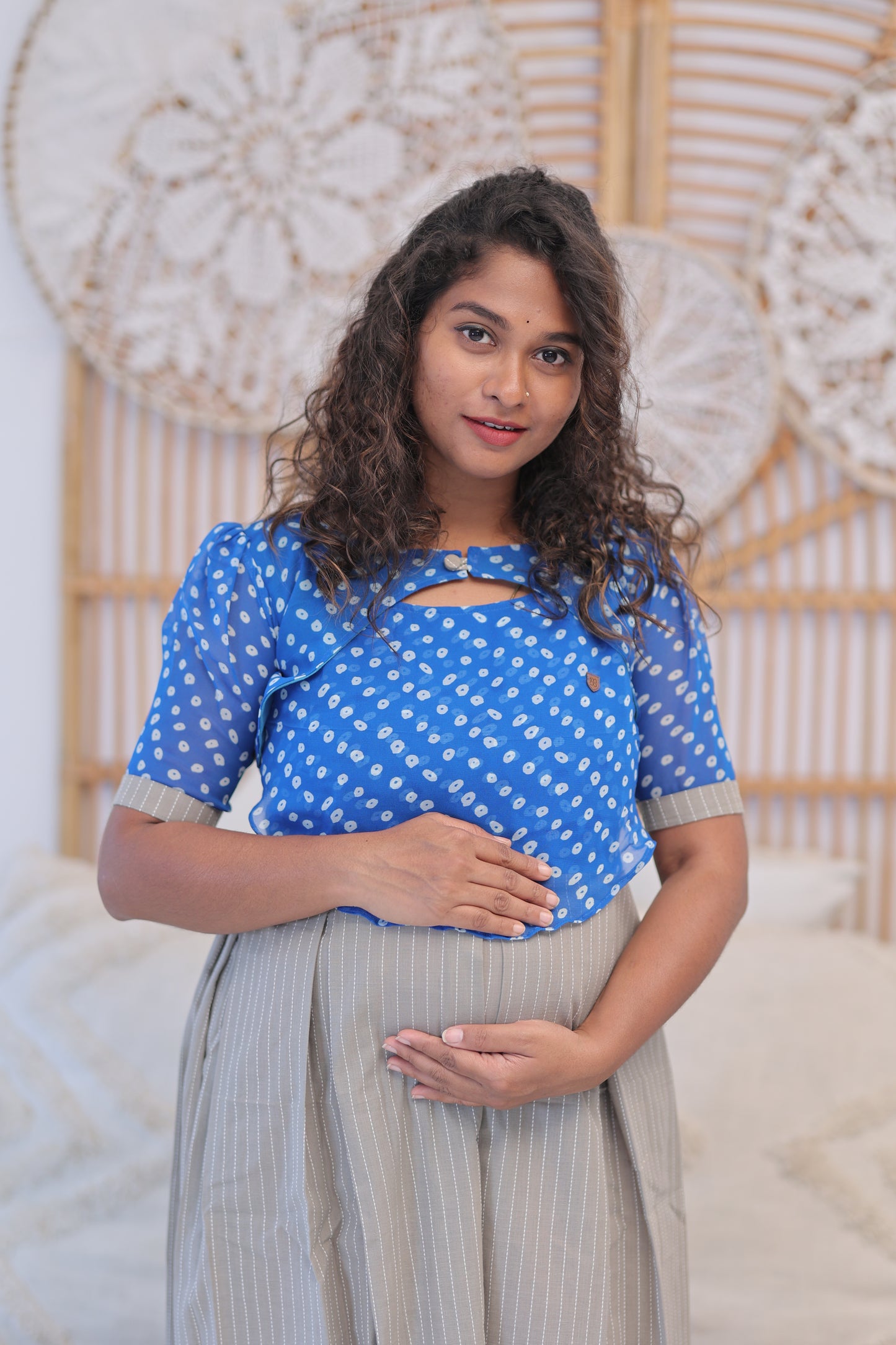 PIPING HOT- FEEDINGGOWNS-ROYAL-POLKHA