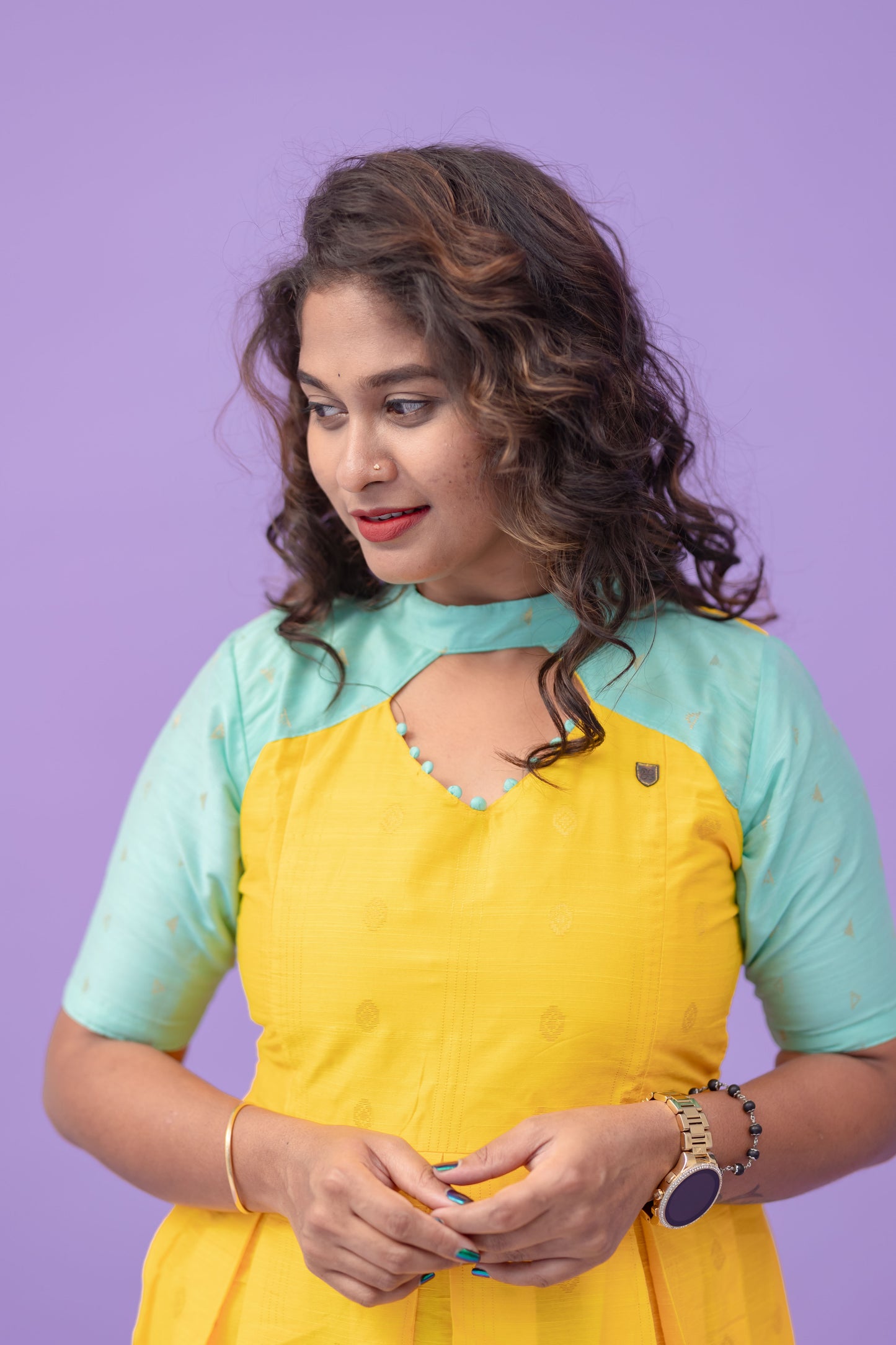 MANJAL - raw silk gown