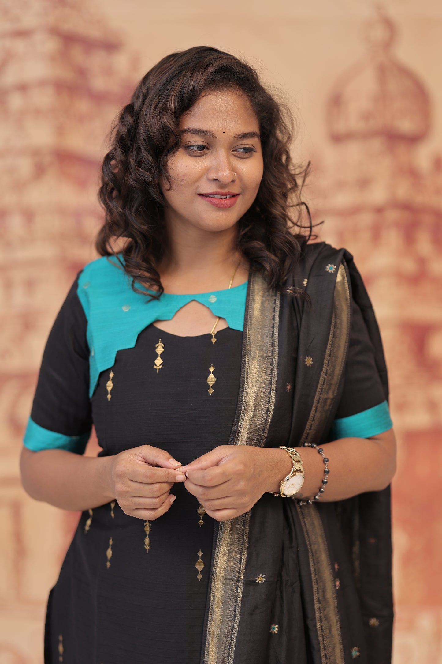 NILA - Black DUBION kurta & DUPPATA