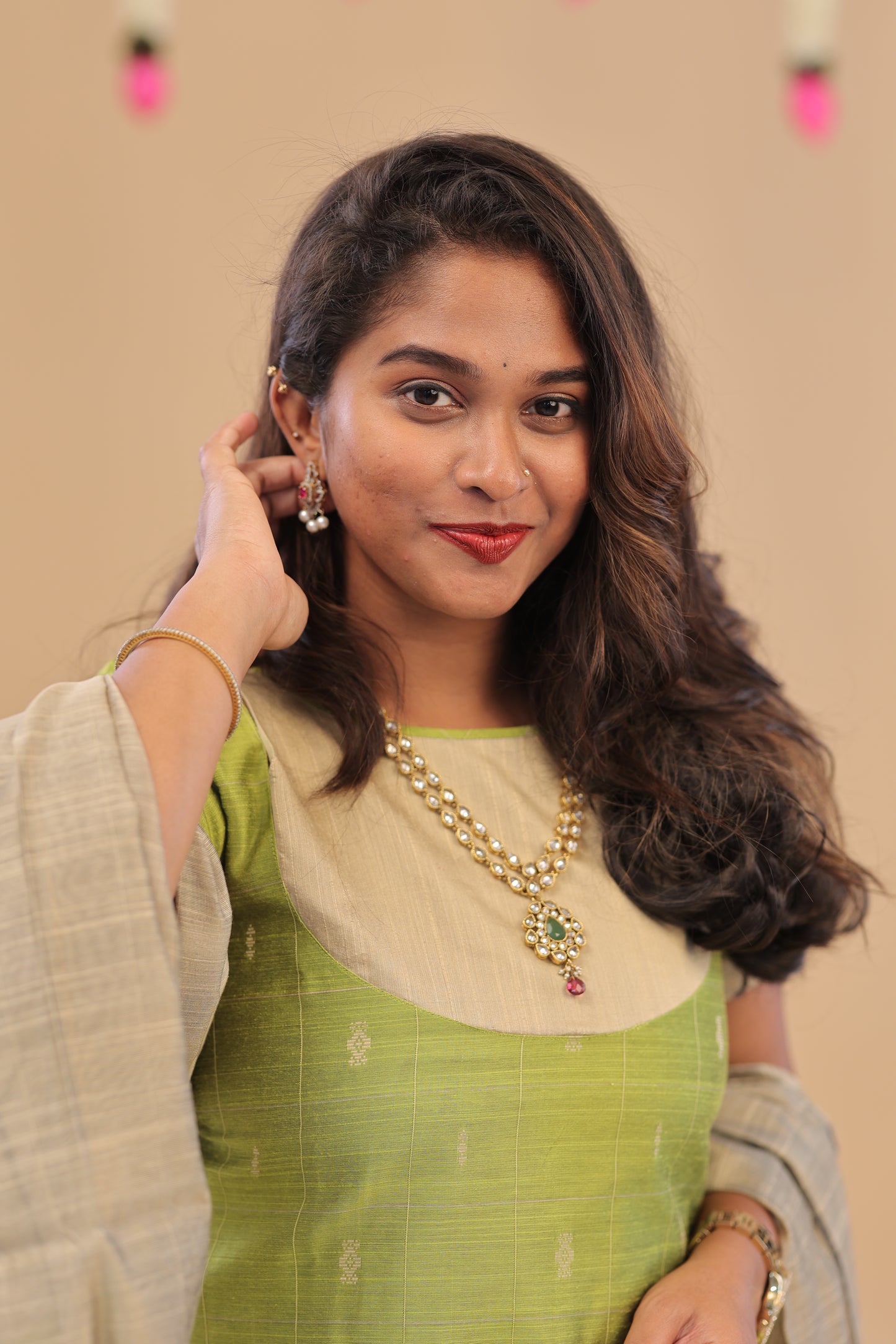 RAW SILK -PARROT GREEN SUIT