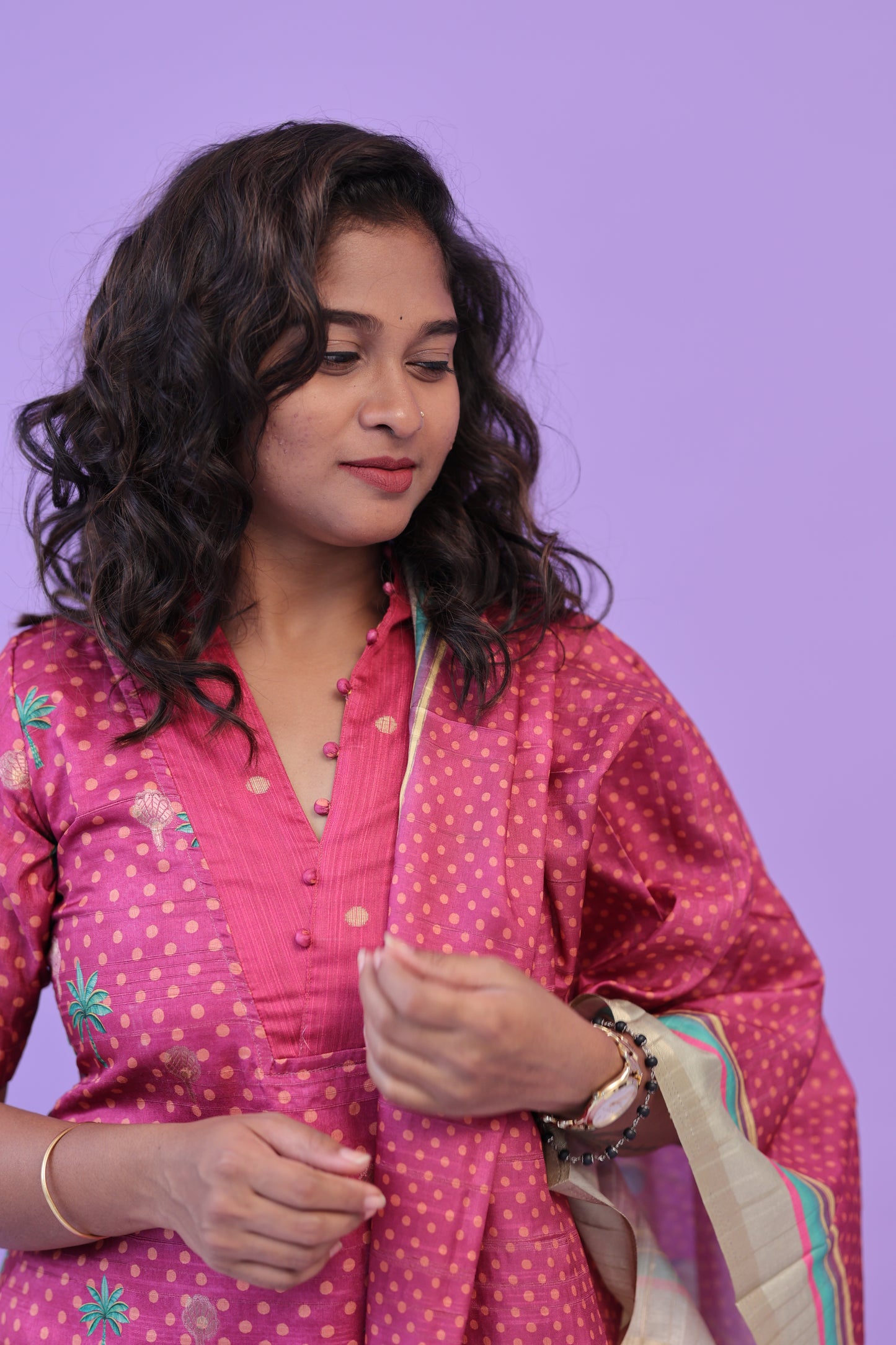 LUX-MAGENTA -TUSSAR SUIT