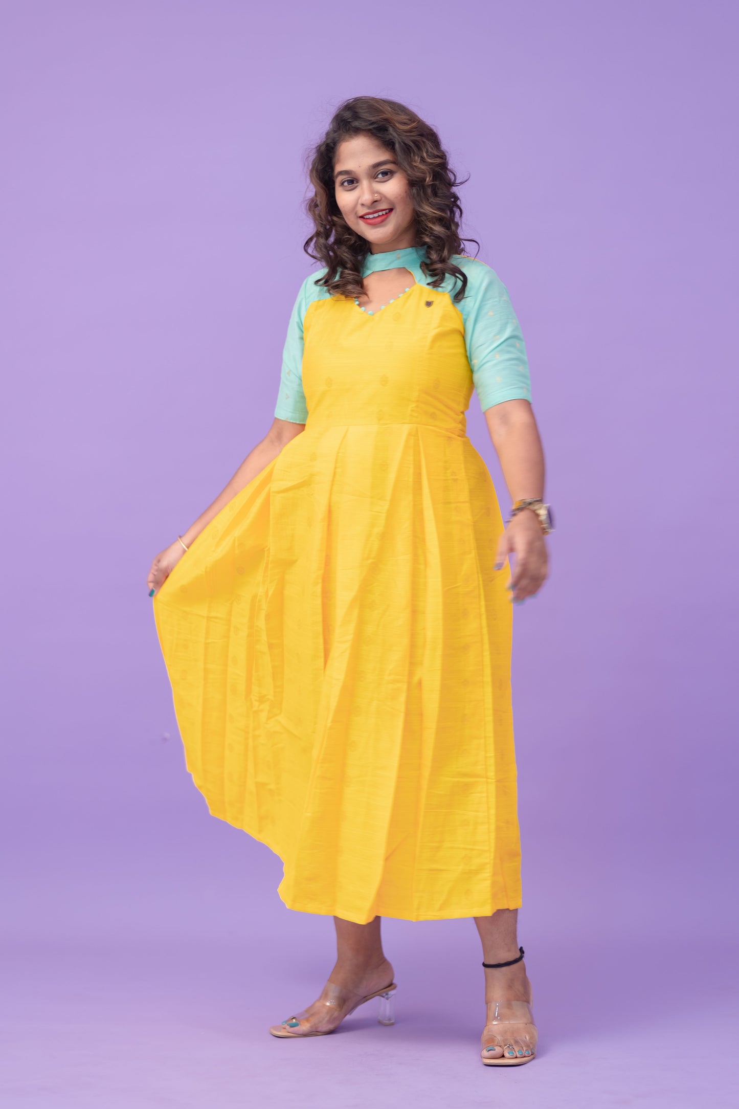 MANJAL - raw silk gown