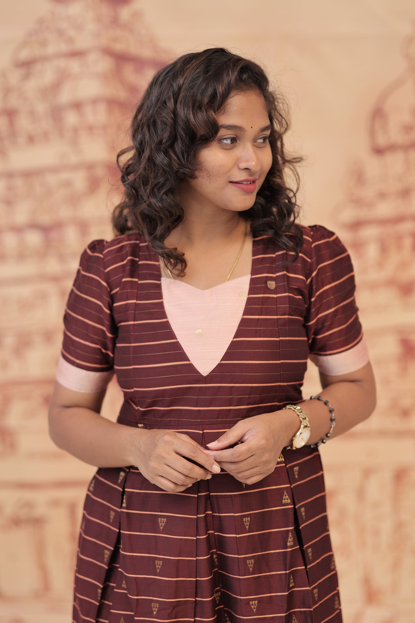 RAW SILK GOWN - WINE PEACH