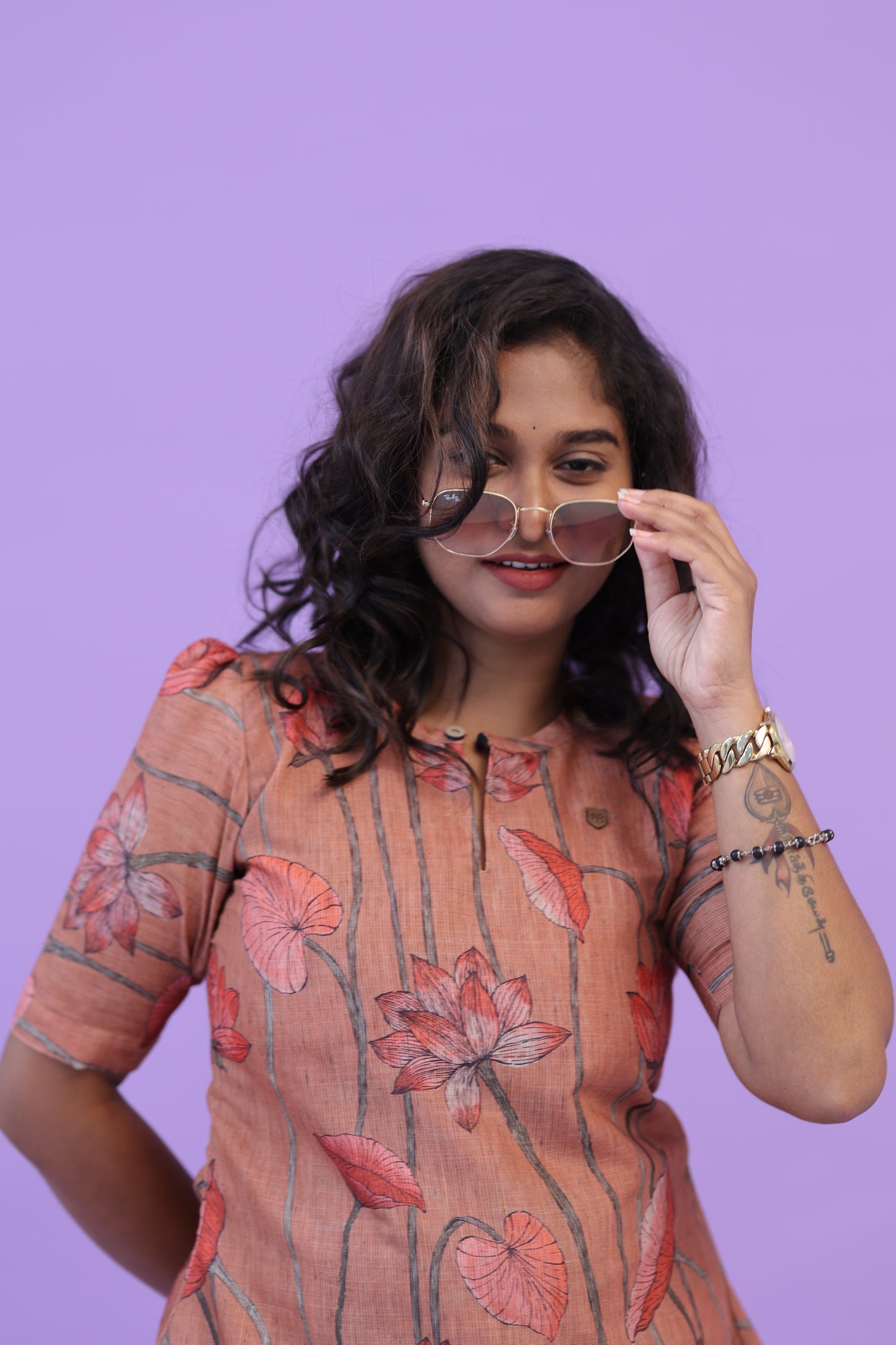 SUNNY-FLORAL-cotton co-ord-ROSEGOLD