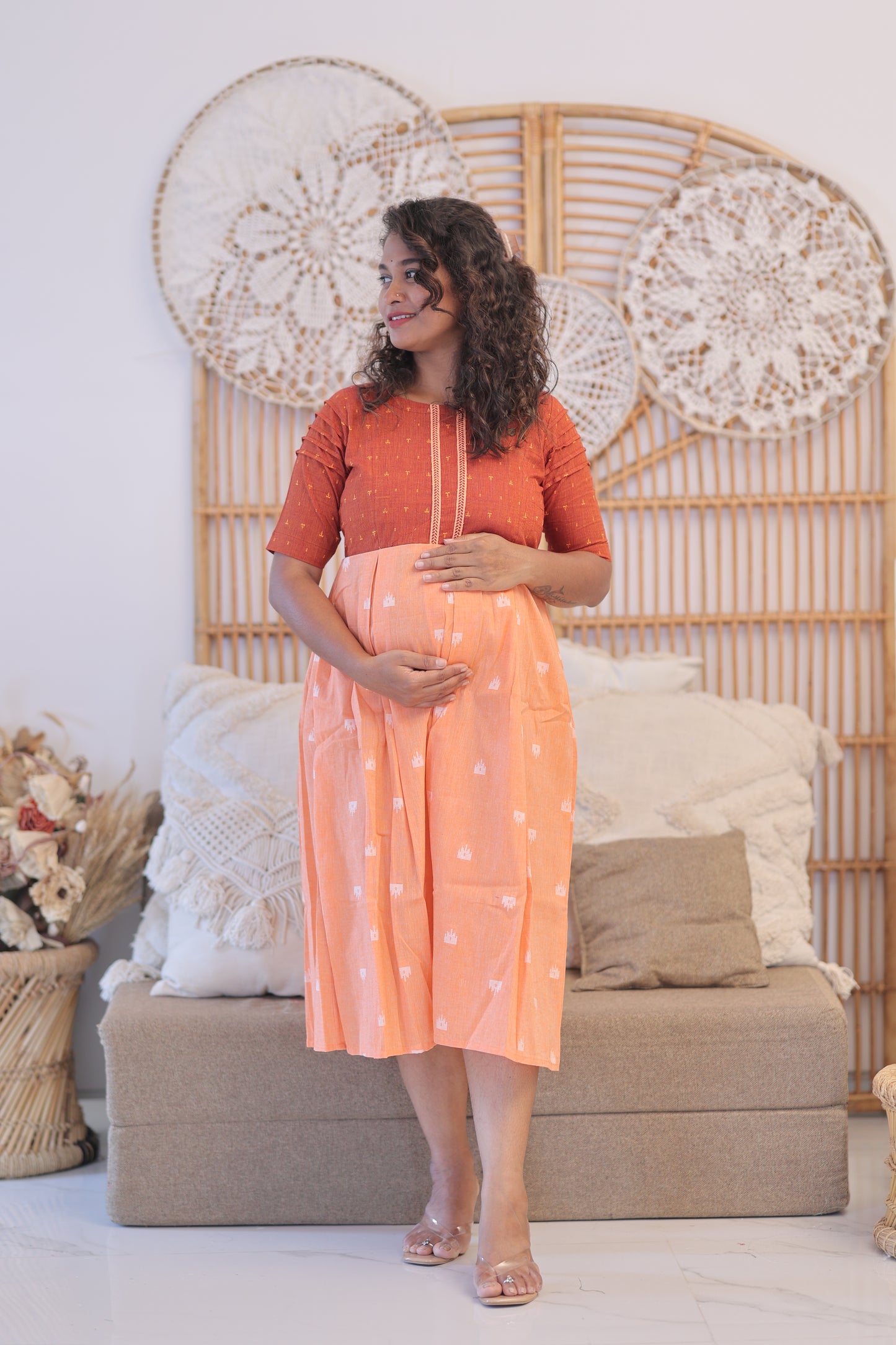 PIPING HOT -ORANGE-RIPPLE-GOWN