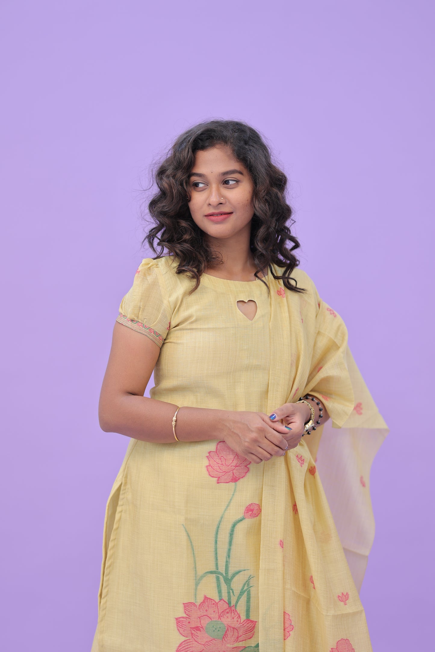 LUX-NIRANJANA-YELLOW FLORAL -JAMDHANI-3 pc set