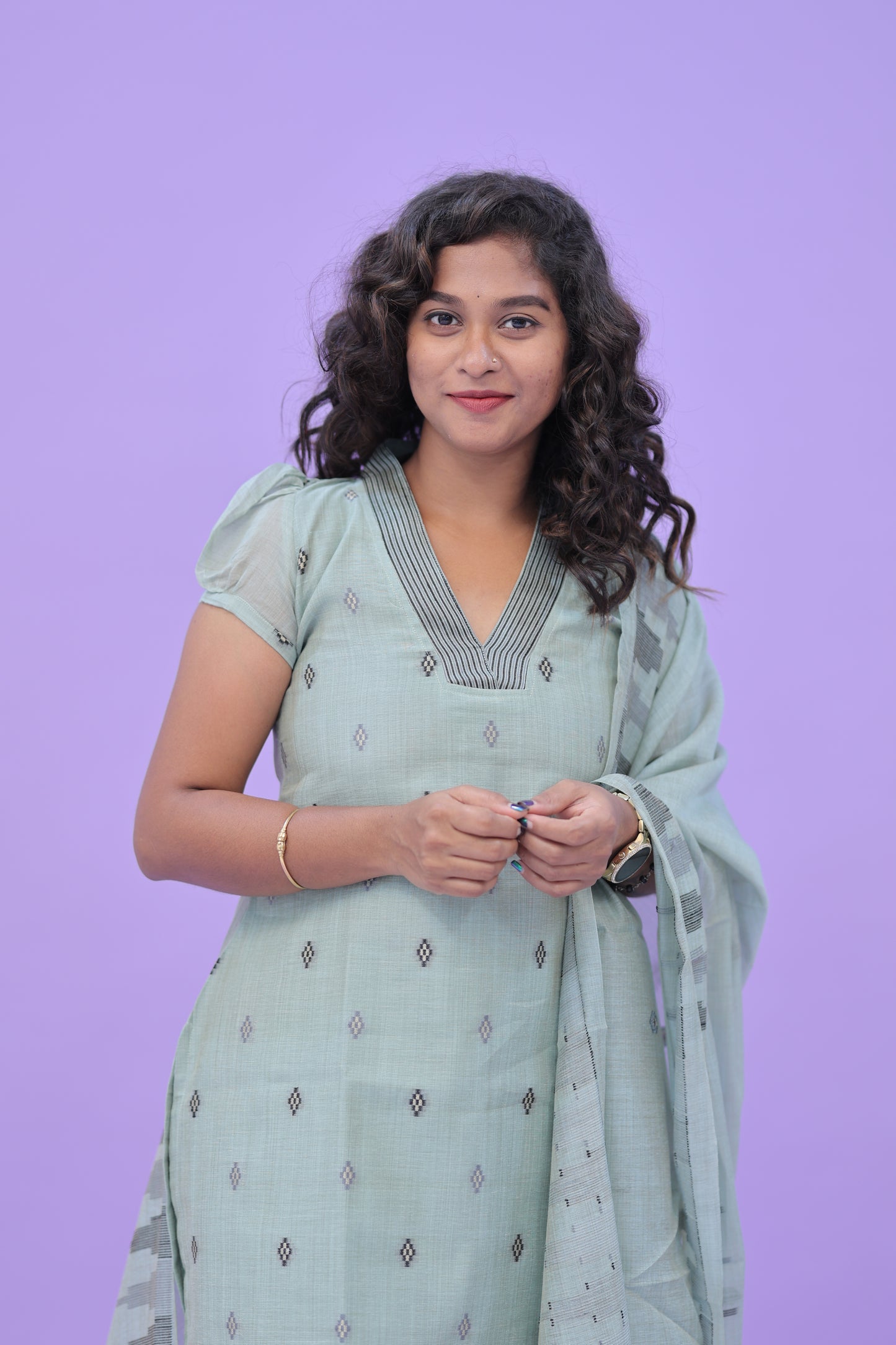LUX-NIRANJANA-GLADE GREEN-JAMDHANI-3 pc set
