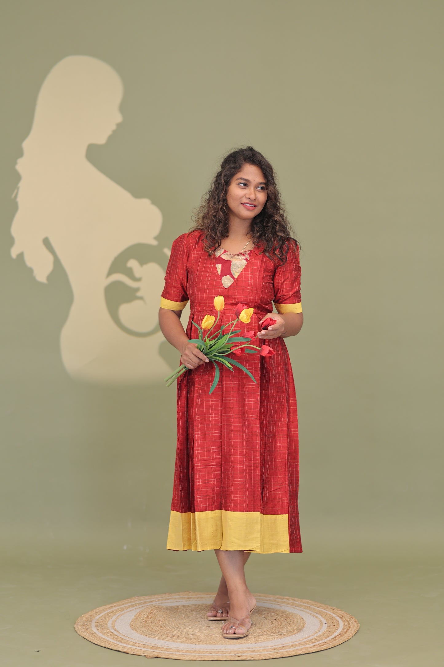 RED HEART-RAW SILK GOWN