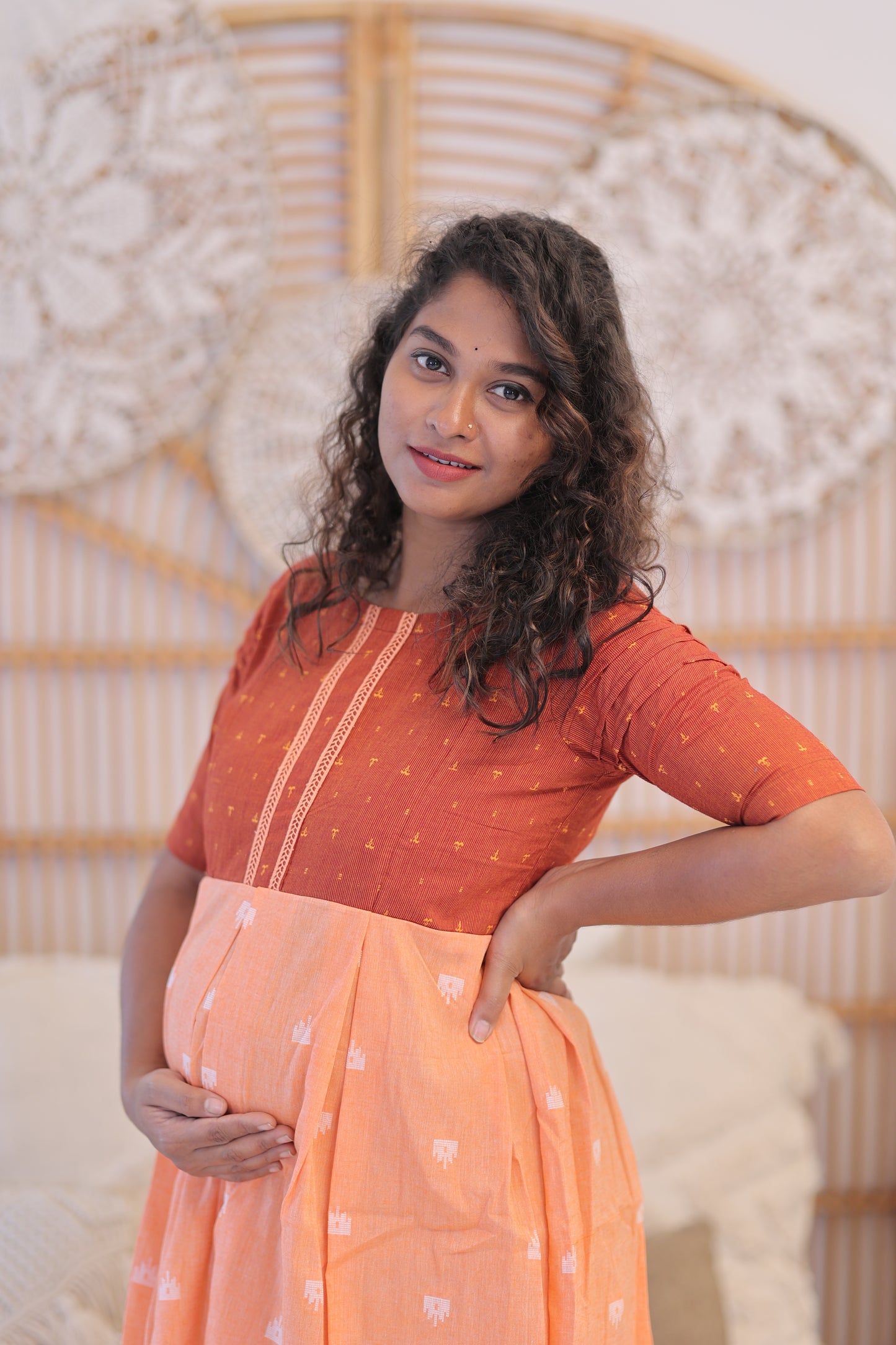 PIPING HOT -ORANGE-RIPPLE-GOWN