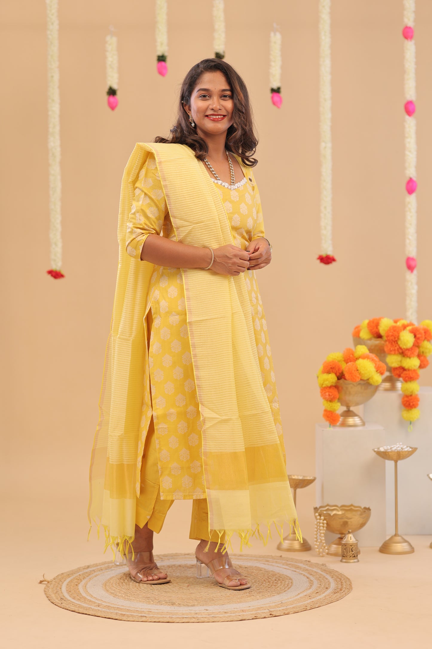 PREMIUM-YELLOW RAW SILK SUIT