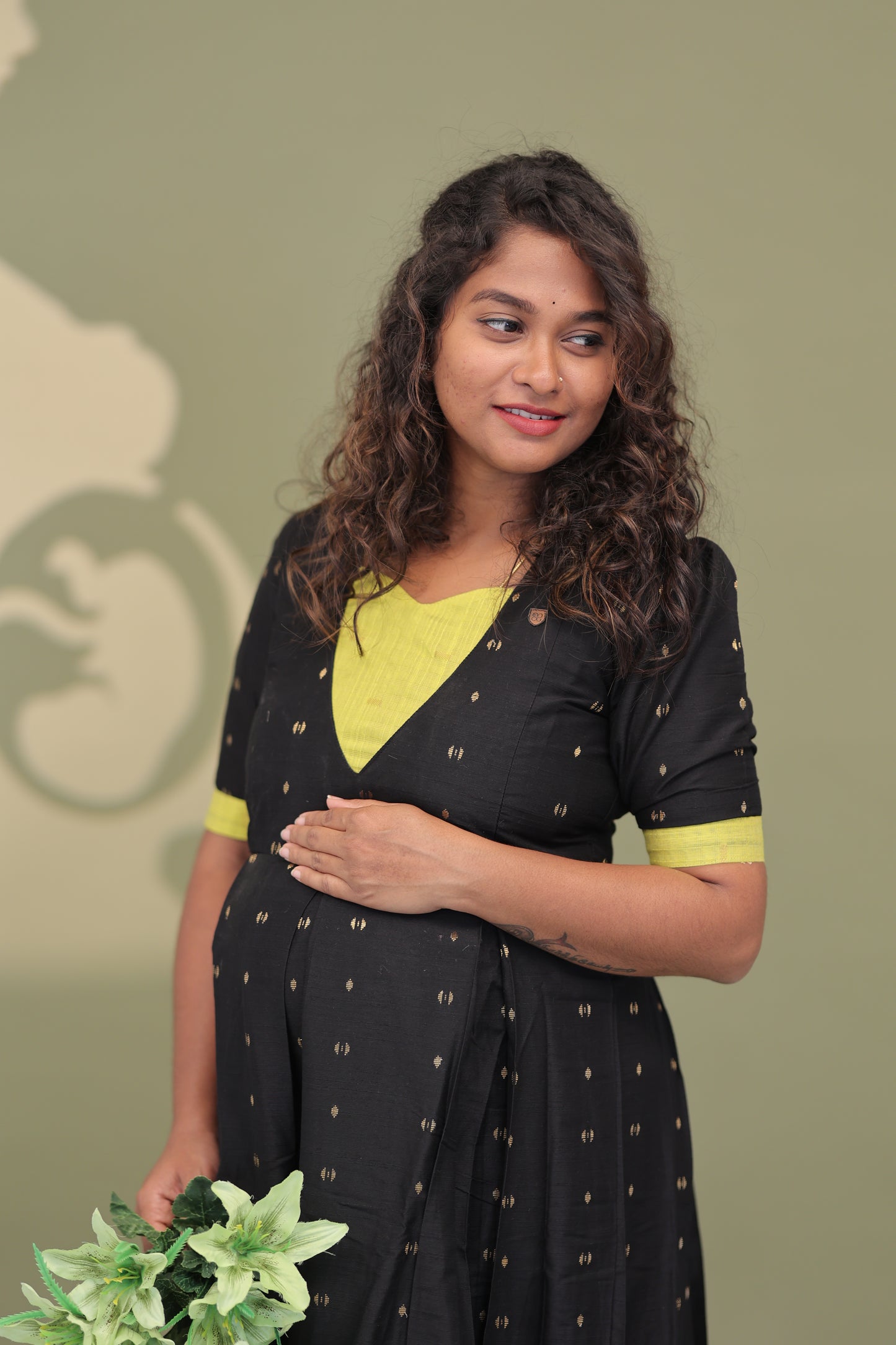 BLACK HEART-RAW SILK GOWN