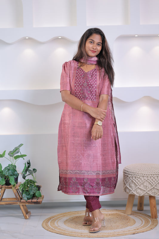 LUX-LOTUS -IKKAT TUSSAR SUIT