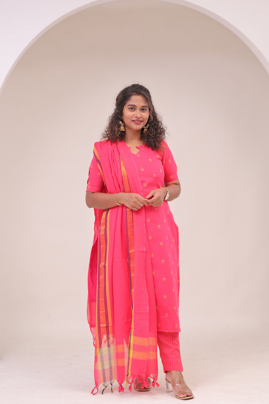 Poonguzhali-3 pc cotton sets - PINK