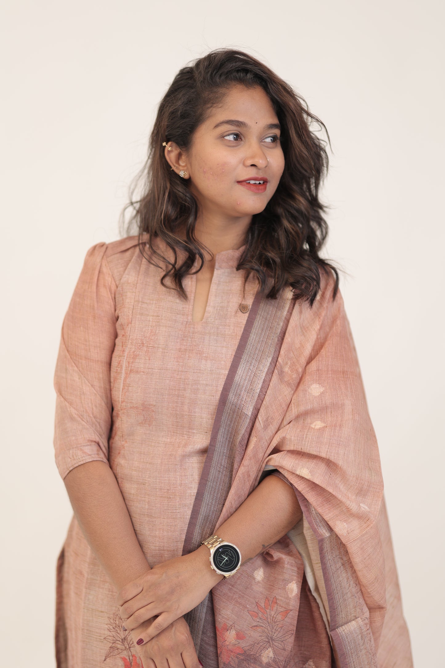 Semijute/brown Kurti set