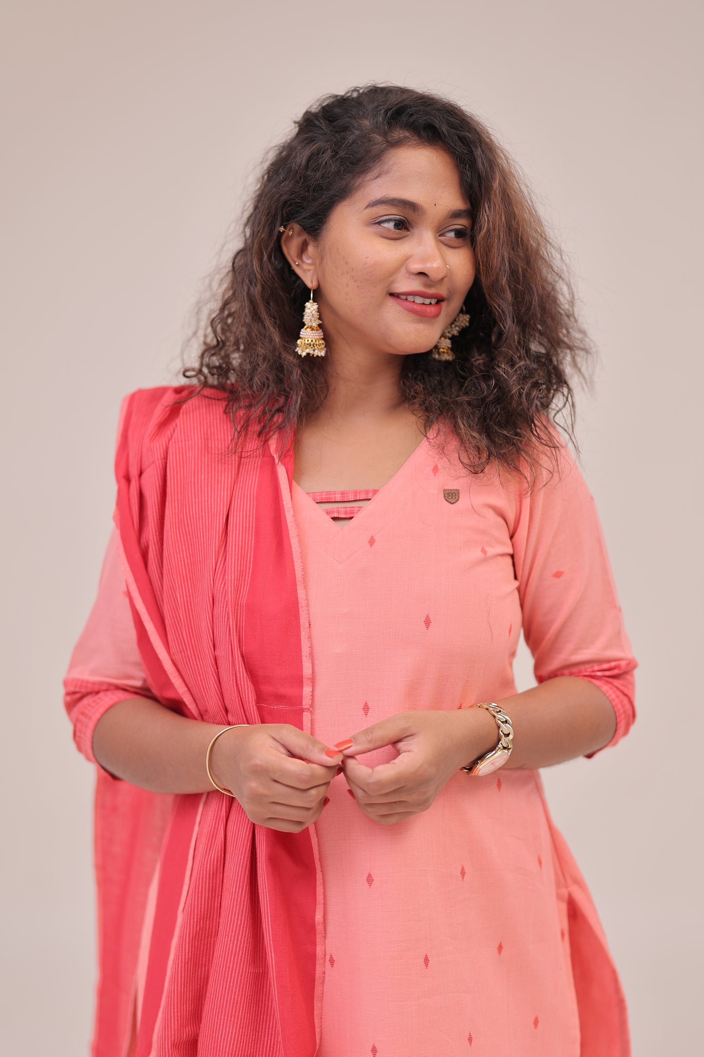 THURIGAI-cotton3pc- peach