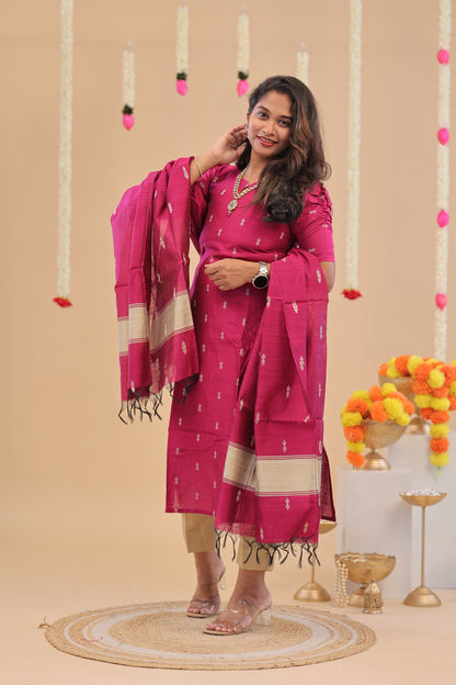 RAW SILK -MAGENTA SUIT
