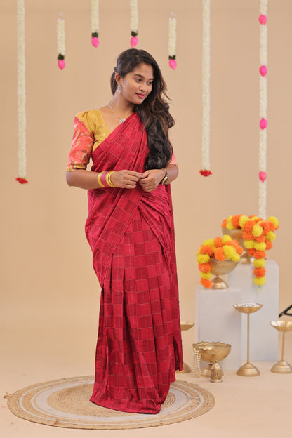 HALF SAREE-PINK CHECKS