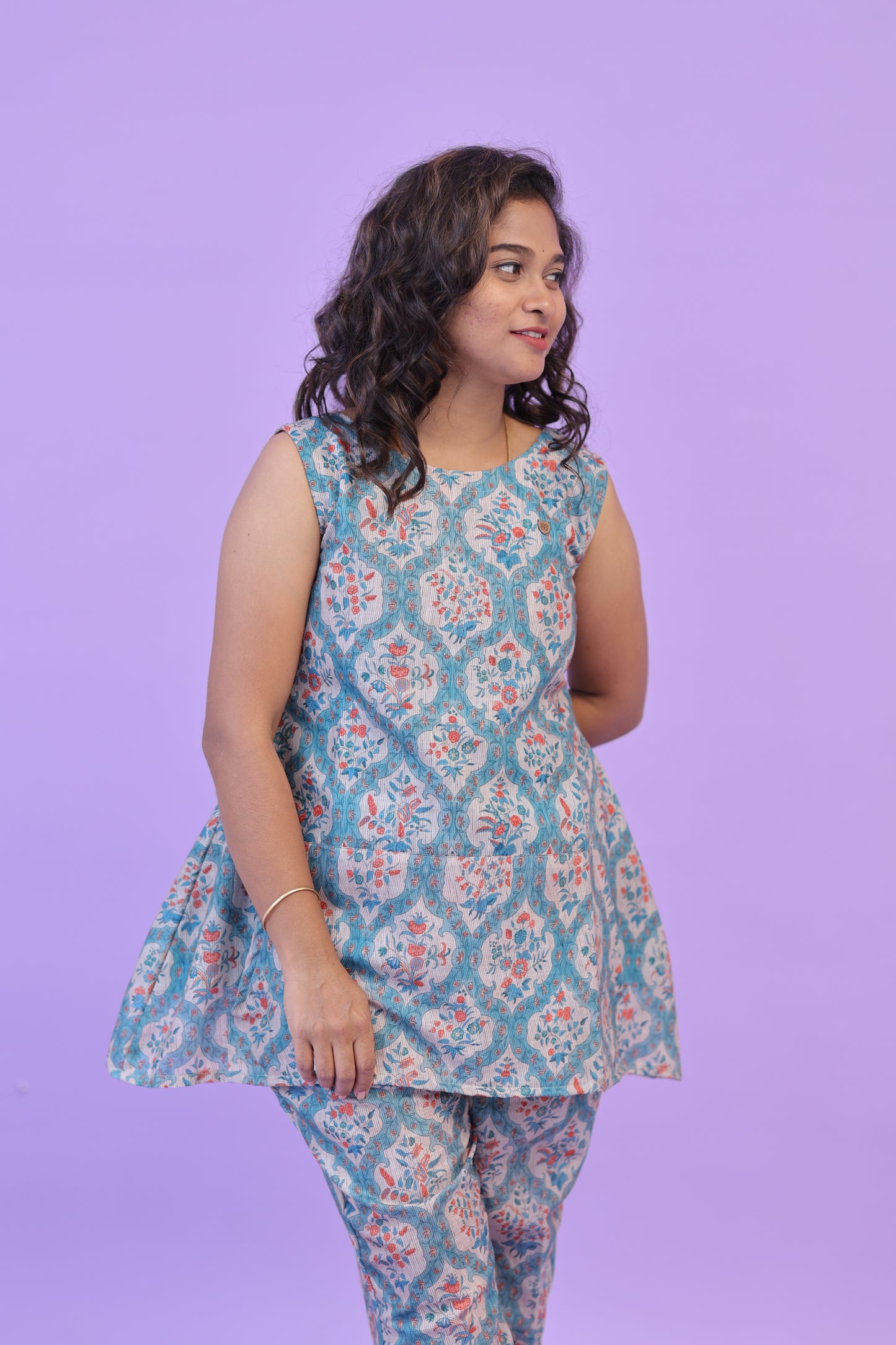 SUNNY-FLORAL-cotton co-ord-BLUE MUGHAL