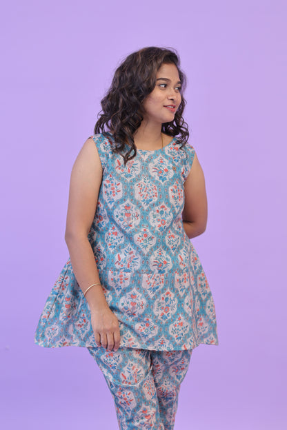 SUNNY-FLORAL-cotton co-ord-BLUE MUGHAL