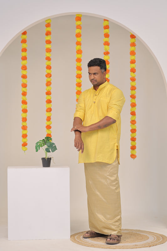 Yellow Tussar Men's Kurta