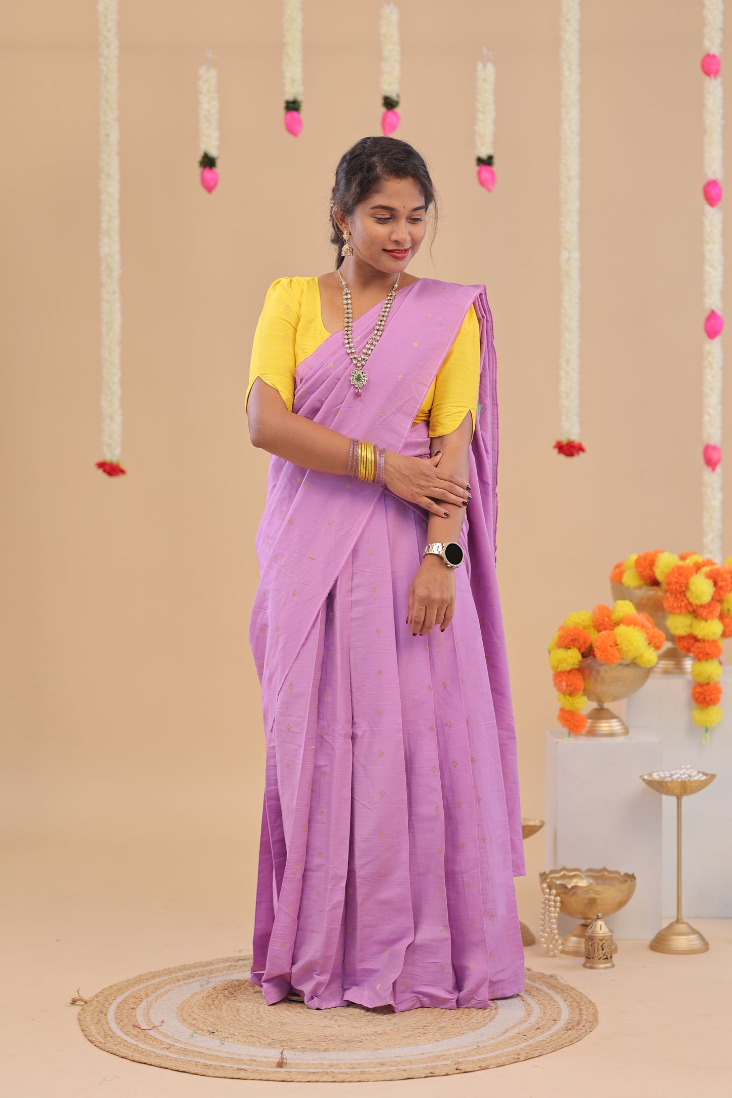 HALF SAREE-LAVENDER YELLOW