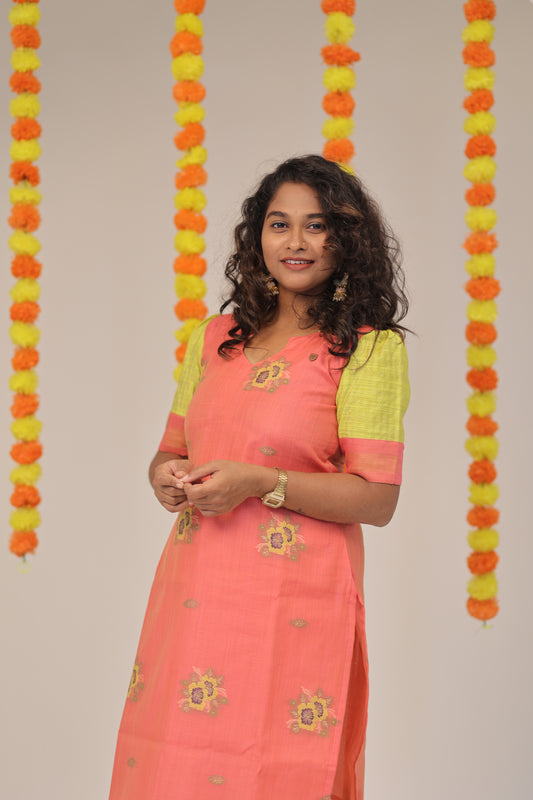 PGchanderi-AGOSHA-VASTHRANGAL-Peach-CO ORDS