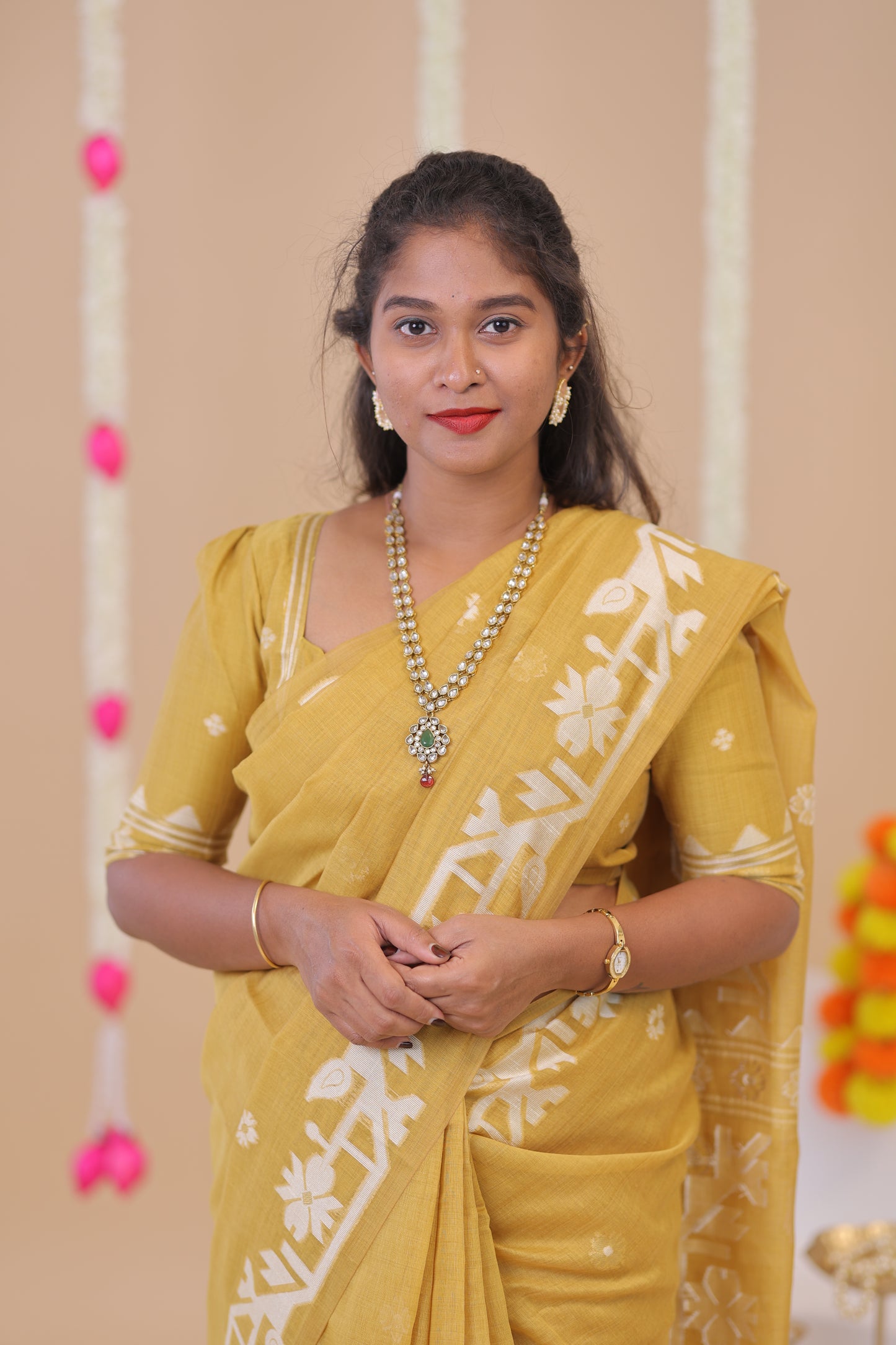 BOSSY GIRL-SAREE05-YELLOW
