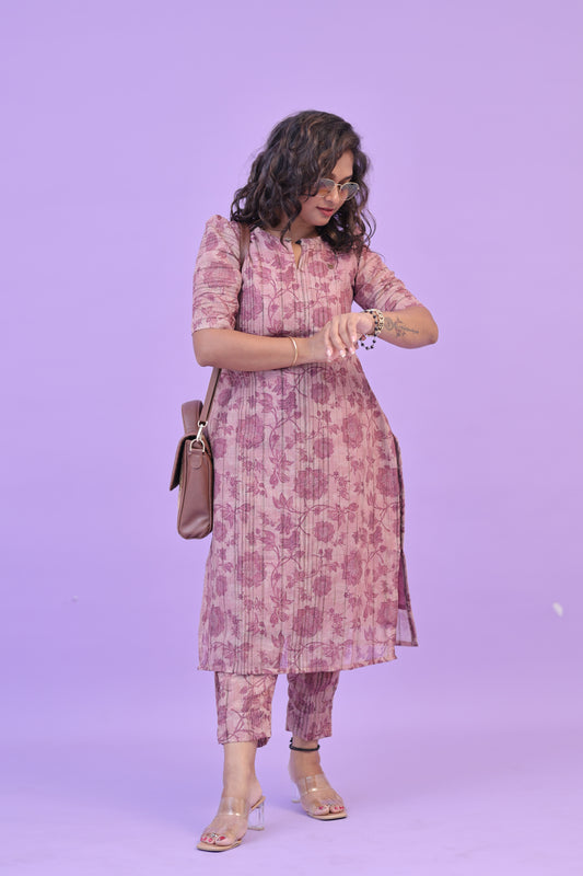 SUNNY-FLORAL-cotton co-ord-Mauve