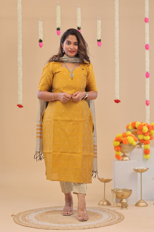 RAW SILK -MUSTARD SUIT
