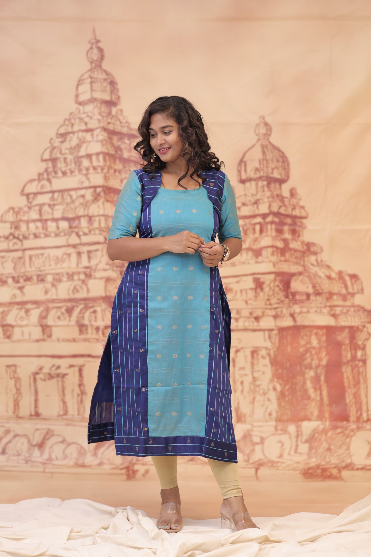 RAW SILK KURTI- ROYAL BLUE