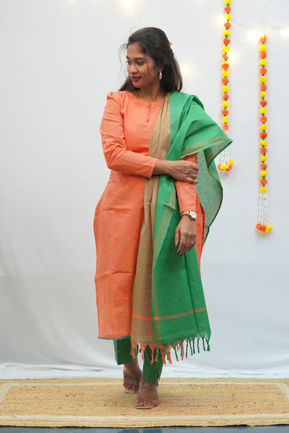 Harsha-orange handloom set