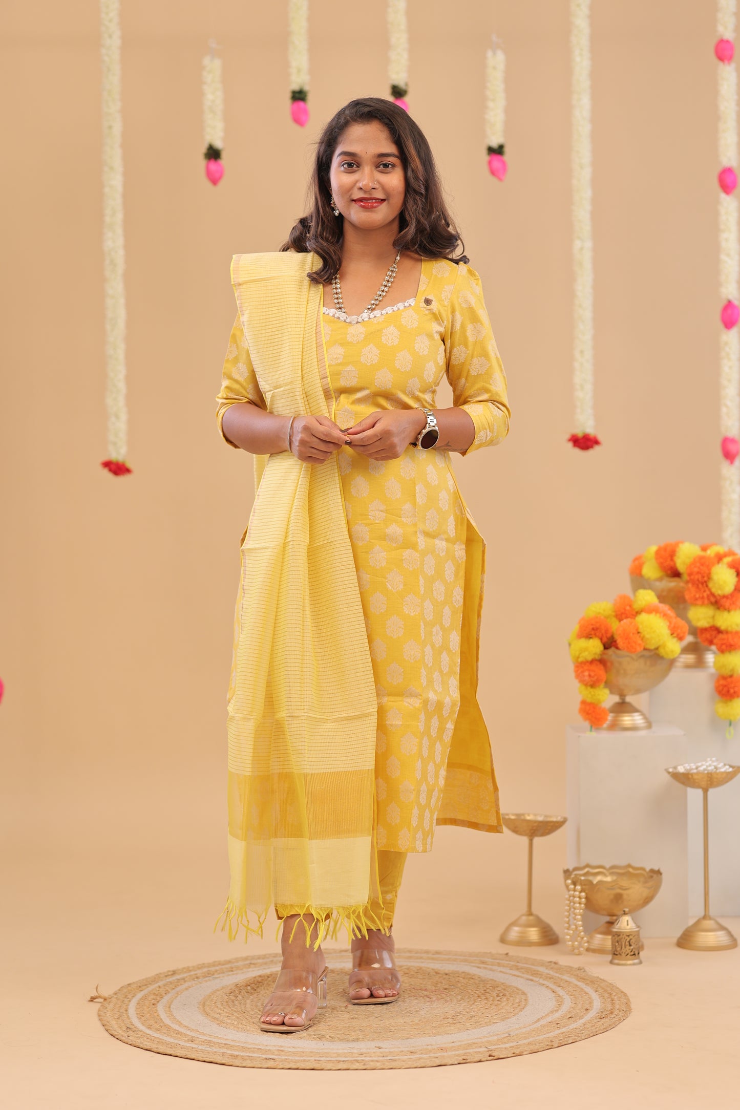 PREMIUM-YELLOW RAW SILK SUIT