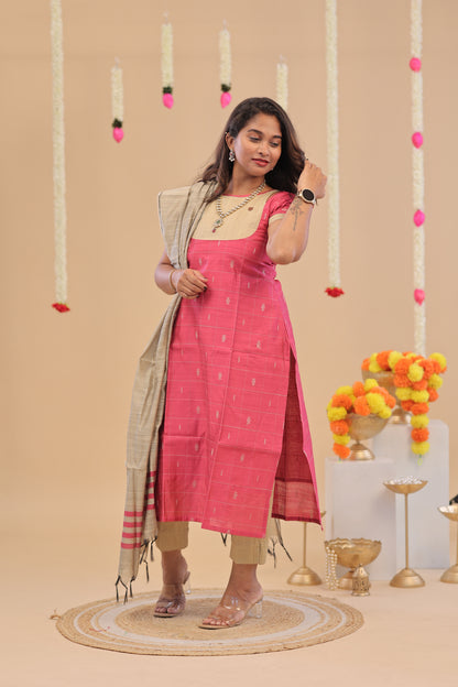 RAW SILK -PINK SUIT