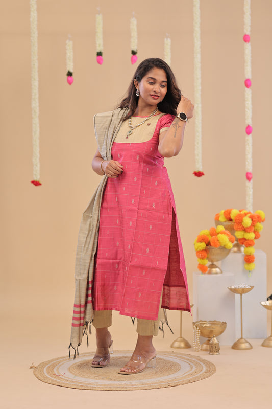 RAW SILK -PINK SUIT